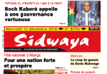 Une Sidwaya du 12 – 12 – 2018
