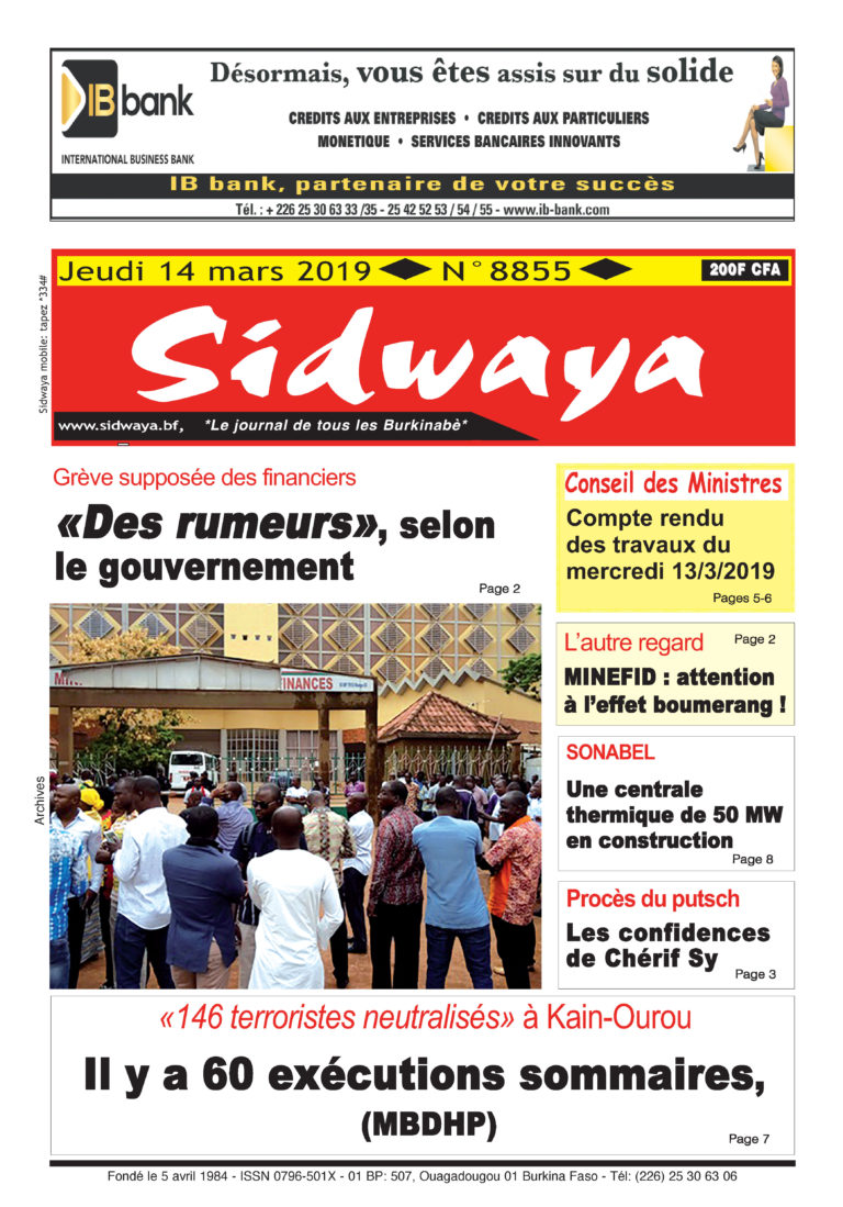 Une sidwaya du 14 03 2019