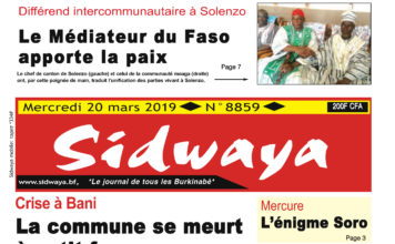 Une Sidwaya du 20 30 2019