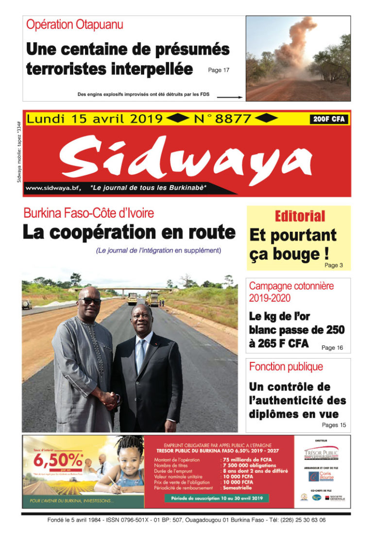 Une du 15 avril 2019
