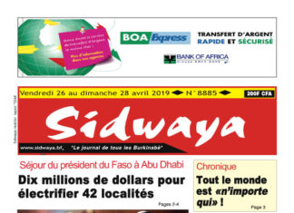 Sidwaya du 26 avril 2019