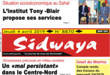 Une Sidwaya du 04 Avril 2019