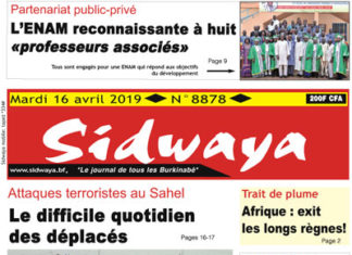 Une Sidwaya du 16 04 2019