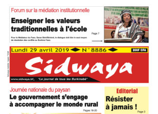Une Sidwaya du 29 04 2019