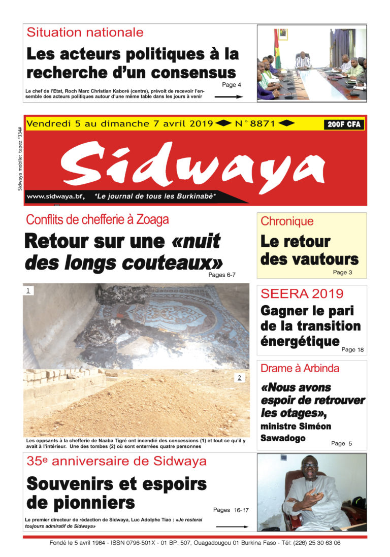 Une Sidwaya du 05 04 2019