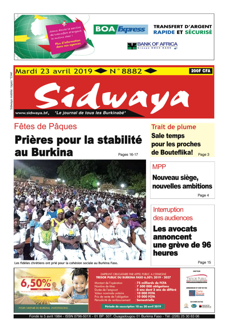 Une Sidwaya du 23 04 2019