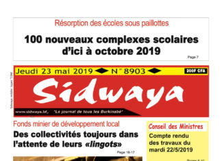Une Sidwaya du 23 mai 2019