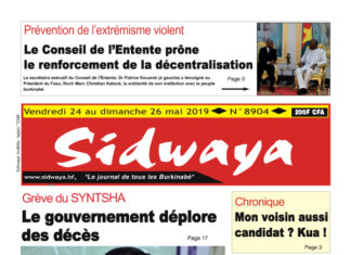 Une sidwaya du 24 mai 2019