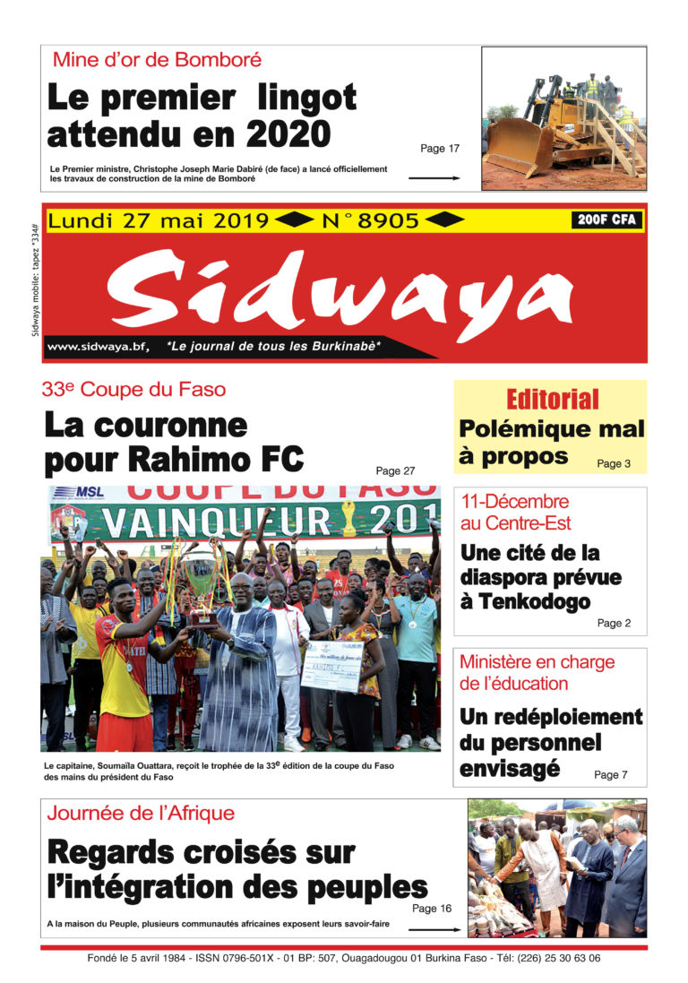 Une Sidwaya du 27 05 2019