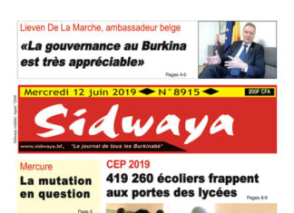 Une Sidwaya du mercredi 06 juin 2019