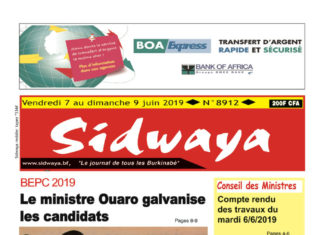 Une Sidwaya du 07 juin 2019