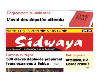 Une sidwaya du 11 06 2019
