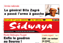Une sidwaya du 27 06 2019