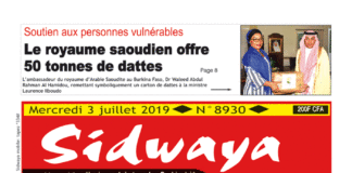 Une Sidwaya du 03 juillet 2019
