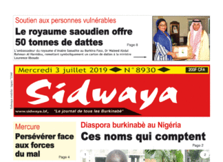 Une Sidwaya du 03 juillet 2019