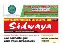 Une du 25 juillet 2019