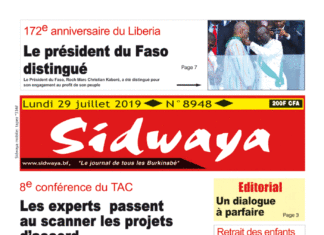 Une Sidwaya du 29 juillet 2019