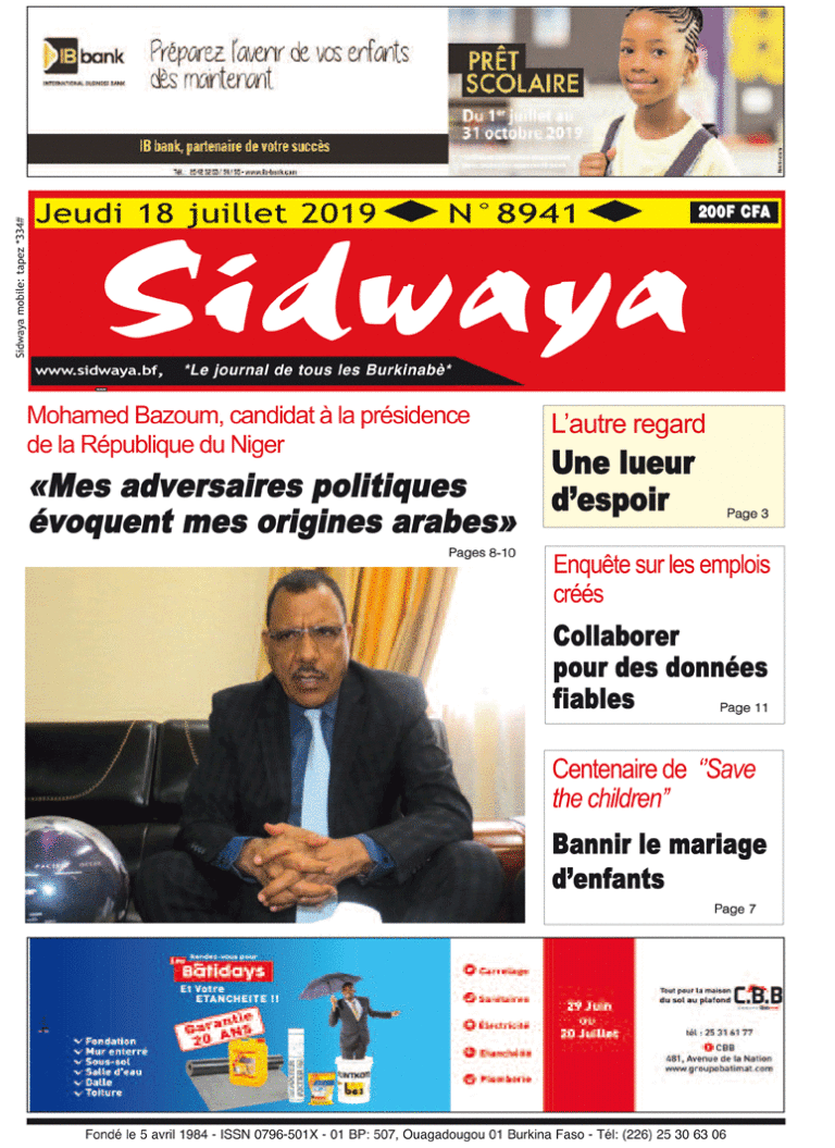 Une sidwaya du 18 07 2019