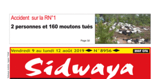Une Sidwaya du 09 08 2019