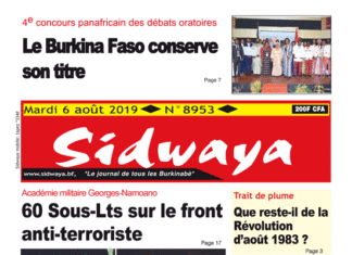 Une sidwaya du 06 08 2019