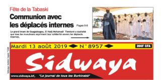 Une Sidwaya du 13 août 2019