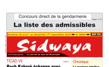 Une Sidwaya du 30 08 2019
