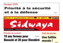 Une sidwaya du 03 09 2019