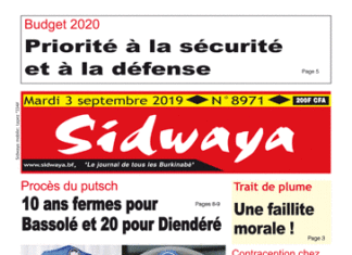 Une sidwaya du 03 09 2019