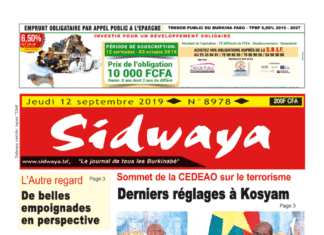 Une Sidwaya du 12 septembre 2019