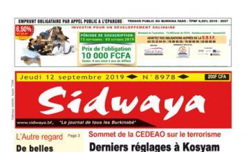 Une Sidwaya du 12 septembre 2019