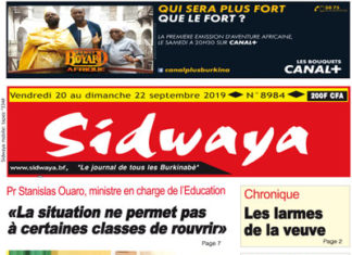 Une sidwaya du 20 09 2019