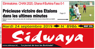 Une sidwaya du 24 09 2019