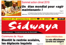 Une Sidwaya du 25 septembre 2019