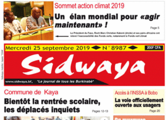 Une Sidwaya du 25 septembre 2019
