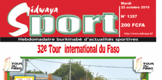 Une Sidwaya Sport du 22 octobre 2019