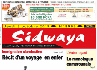 Une Sidwaya du 03 octobre 2019