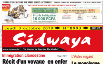 Une Sidwaya du 03 octobre 2019