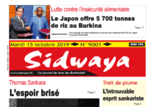 Une sidwaya du 15 10 2019