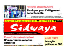 Une Sidwaya du 17 – 10 – 2019