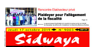 Une Sidwaya du 17 – 10 – 2019