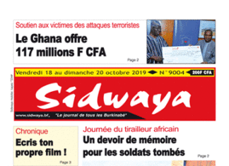 Une sidwaya du 18 10 2019