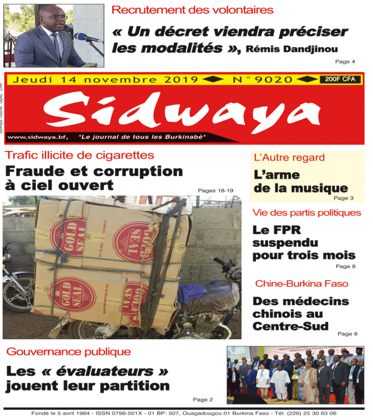 Une Sidwaya du 14 11 2019