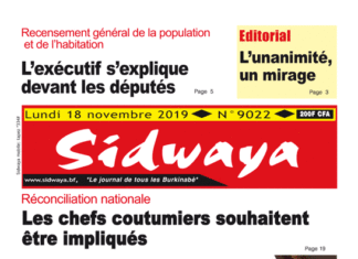 Une sidwaya du 18 11 2019