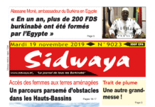 Une Sidwaya du 19 11 2019
