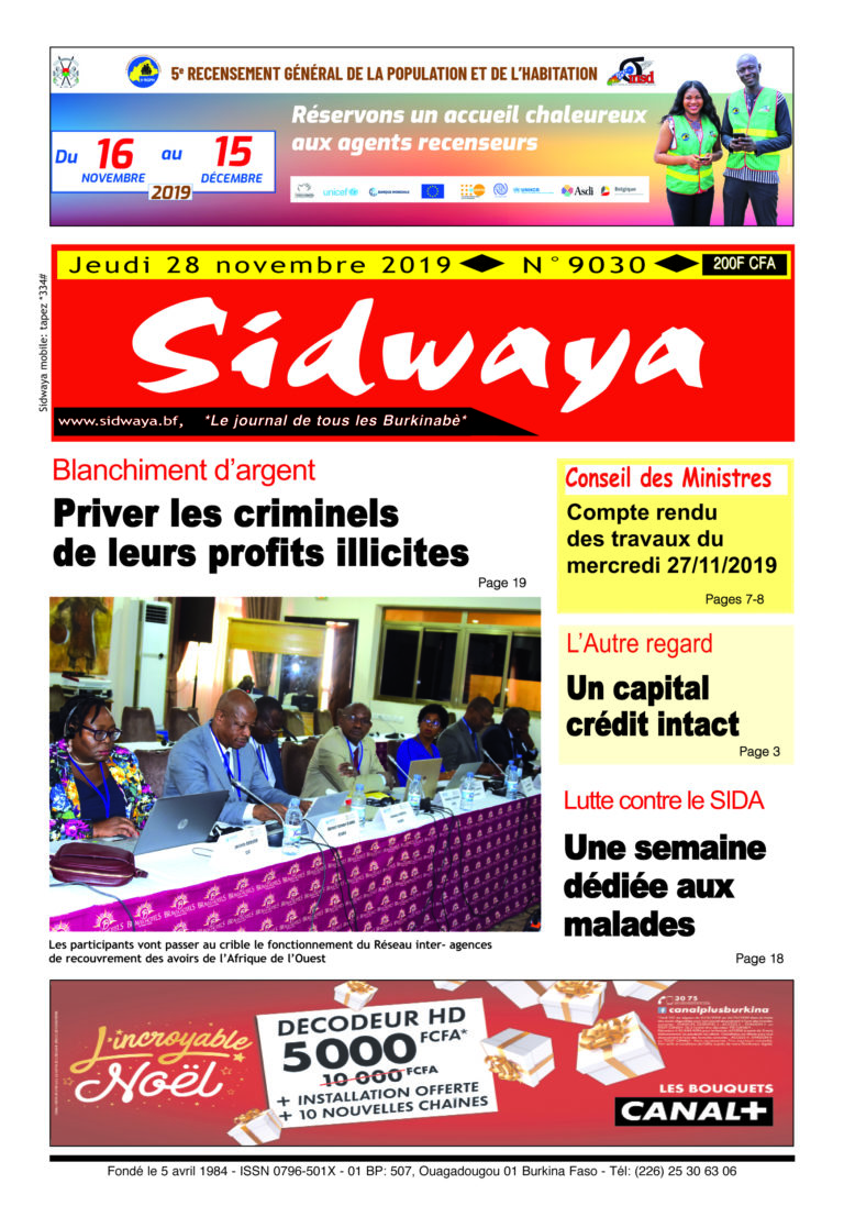 Une du 28 – 11 -2019