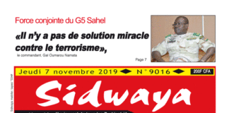 Une sidwaya du 07 11 2019