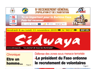 Une Sidwaya du 08 11 2019