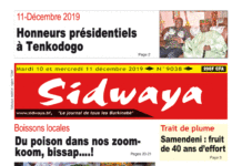 Une Sidwaya du mardi 10 et mercredi 11 décembre 2019
