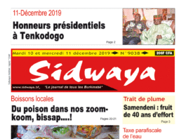 Une Sidwaya du mardi 10 et mercredi 11 décembre 2019