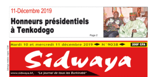 Une Sidwaya du mardi 10 et mercredi 11 décembre 2019